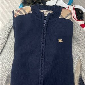 Authentic Burberry boys sweater zip up Navy Sweater